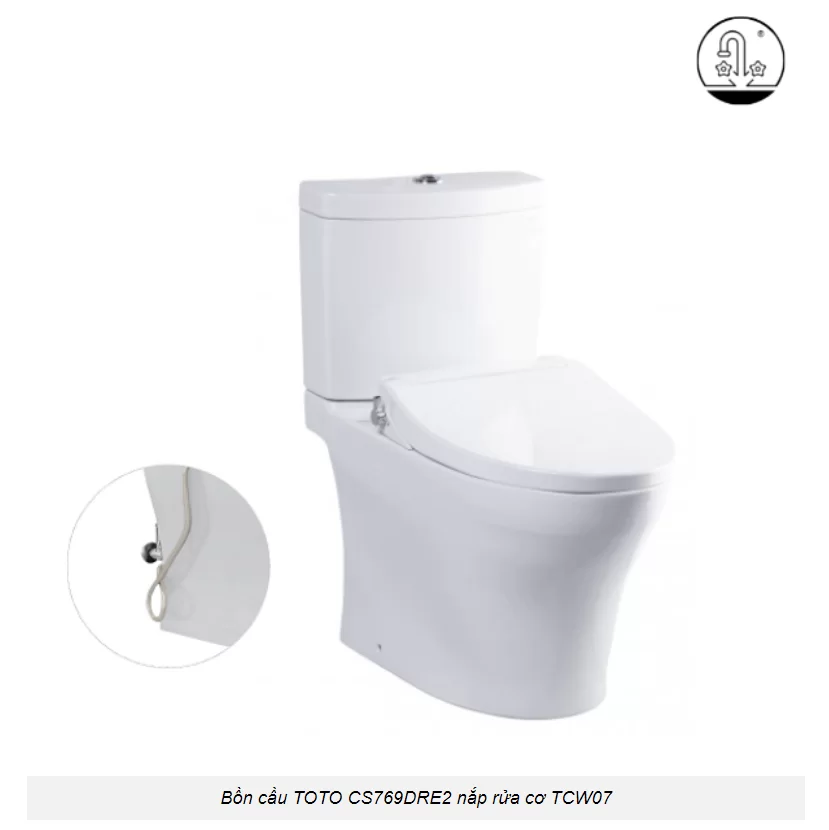 Bồn Cầu TOTO CS769DRE2#XW 2 Khối Nắp Rửa Cơ TCW07S