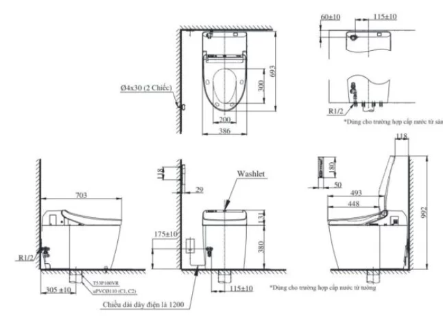 Bồn cầu thông minh TOTO CS989VT#NW1/TCF9788WZ#NW1/T53P100VR NEOREST AH (220V)