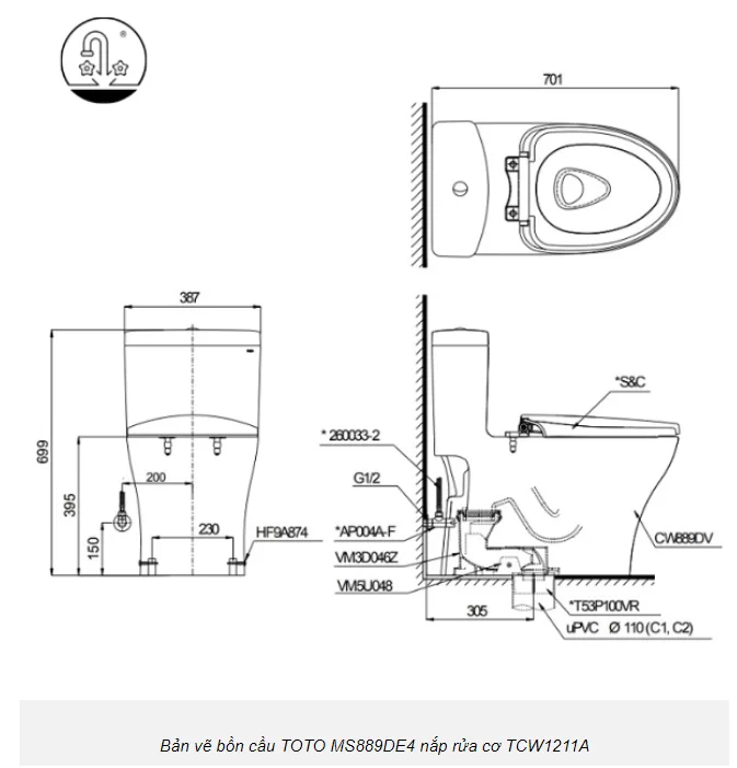 screenshot-2023-04-28-000222 Bồn Cầu TOTO MS889DRE4#XW 1 Khối Nắp Rửa Cơ TCW1211A