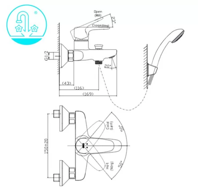 Vòi Sen Tắm INAX BFV-1113S-4C Nóng Lạnh