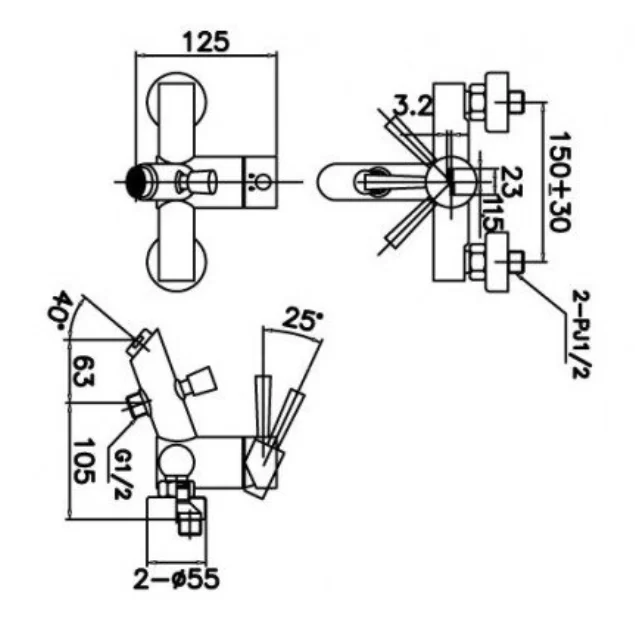 Vòi Sen Tắm INAX BFV-8000S-1C Nóng Lạnh