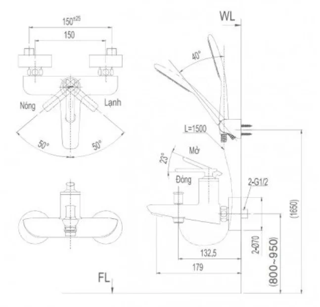 Vòi Sen Tắm INAX BFV-4103S Nóng Lạnh