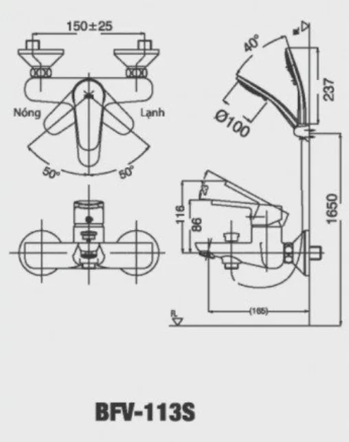 Vòi Sen Tắm INAX BFV-113S Nóng Lạnh