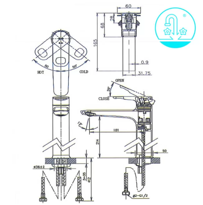 Vòi Lavabo INAX LFV-652SH Nóng Lạnh Thân Cao