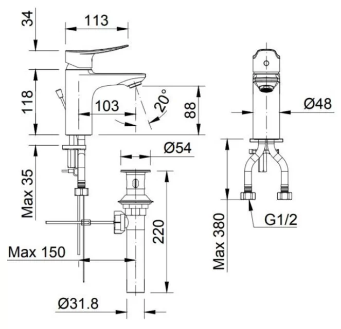 Vòi Lavabo INAX LFV-502S Nóng Lạnh