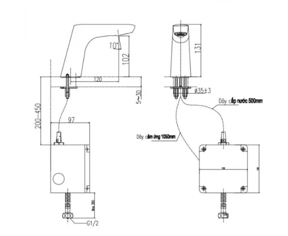 Vòi Chậu Lavabo Cảm Ứng INAX AMV-50B Lạnh Dùng Pin