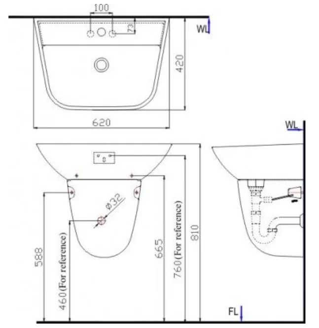 Chân Ngắn Lavabo INAX L-297VC