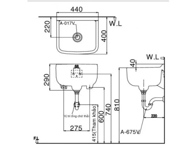 Chậu Rửa Lavabo INAX S-17V Đa Năng Treo Tường