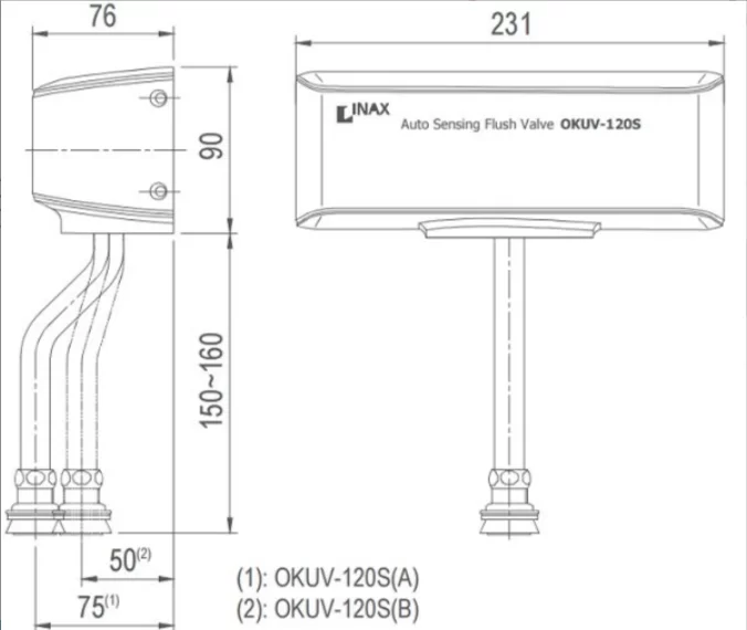 Van Xả Tiểu Cảm Ứng INAX OKUV-120S(A) Dùng Pin