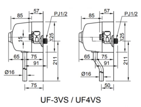 Van Xả Nhấn Tiểu Nam INAX UF-3VS Ống Thẳng