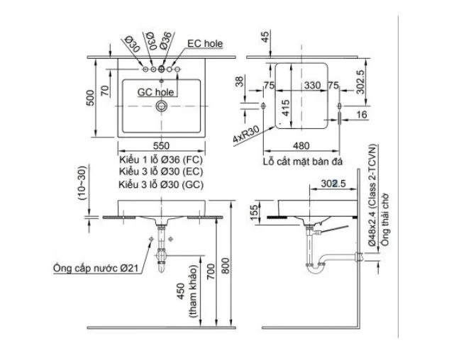Chậu Rửa Lavabo INAX AL-536V Đặt Bàn Aqua Ceramic