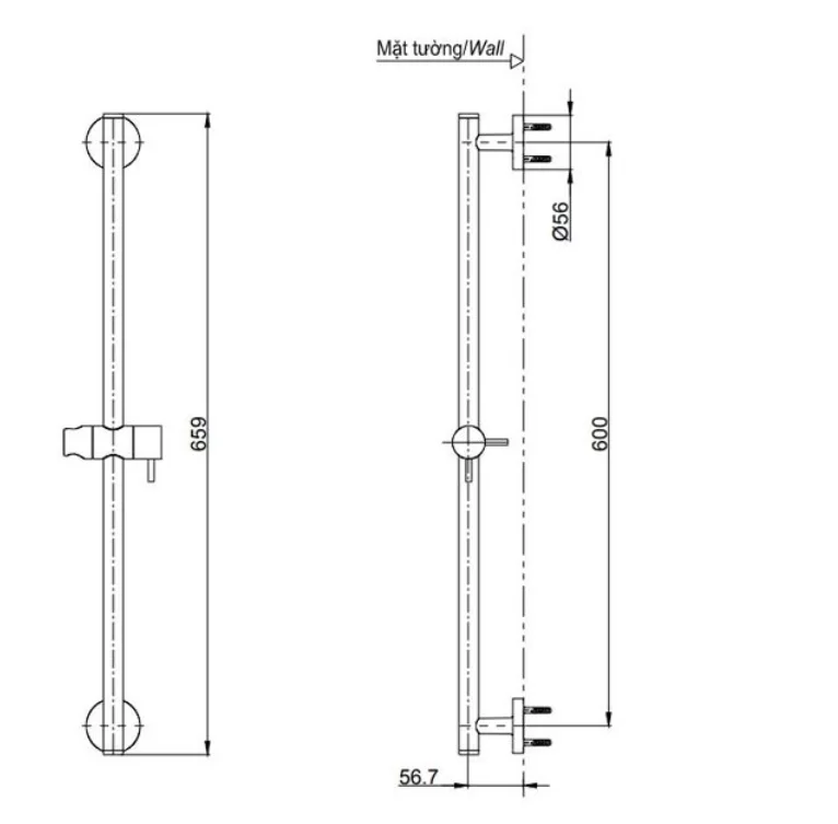 Thanh Trượt Sen Tắm TOTO TBW01016B