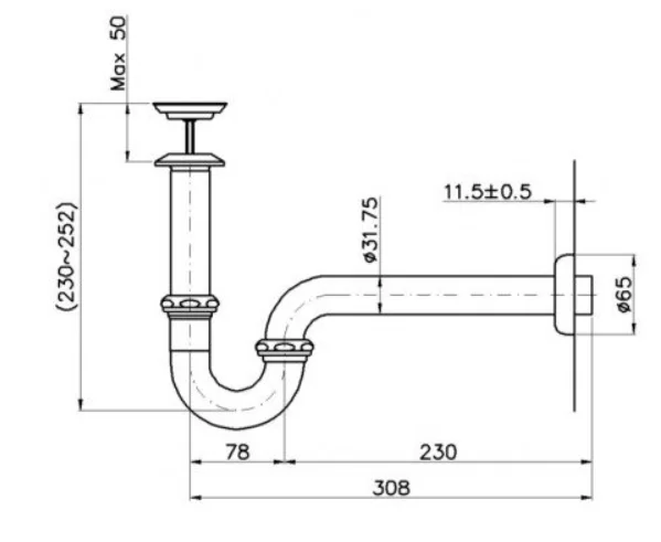 Bộ Thoát và Ống Xả Nước Chữ P TOTO TVLF405