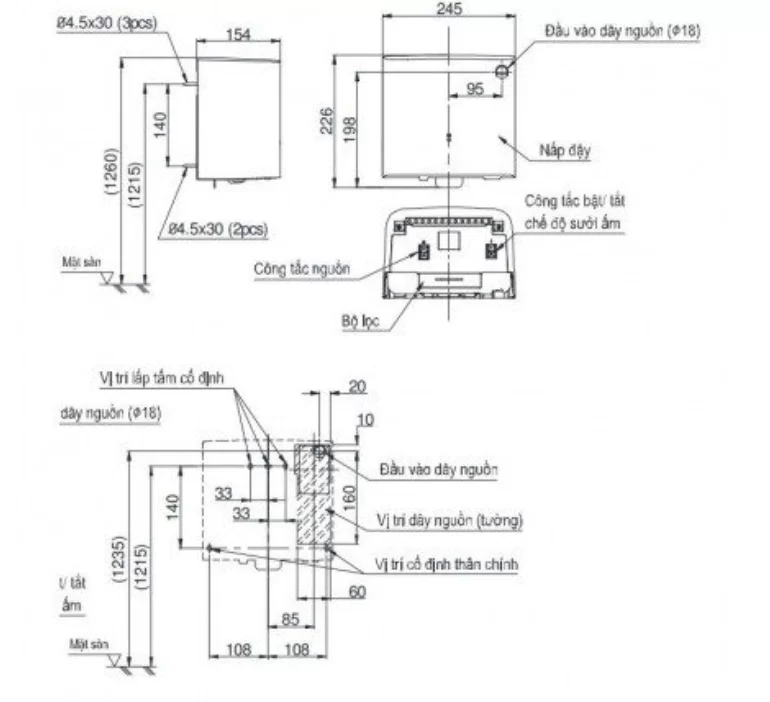 Máy Sấy Tay TOTO TYC322WF Treo Tường