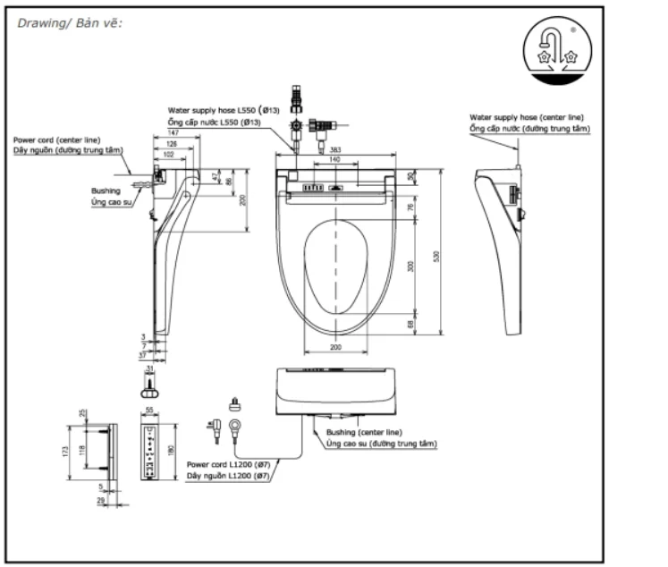 Nắp Rửa Điện Tử Washlet TOTO TCF34570GAA#NW1 Dòng S5