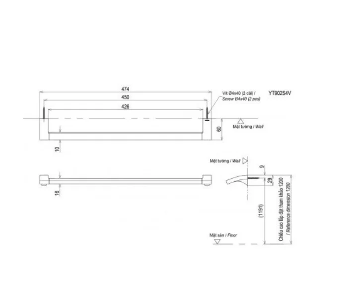 Thanh Vắt Khăn TOTO YT903S4V