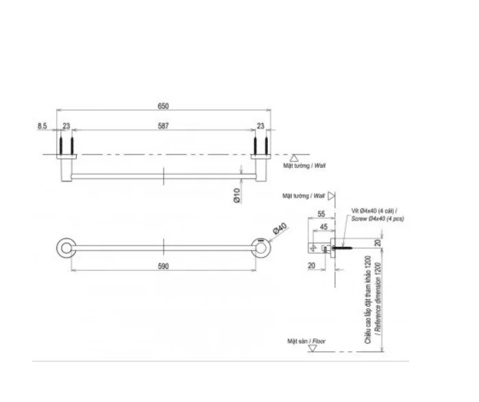 Thanh Vắt Khăn TOTO YT406S6RV