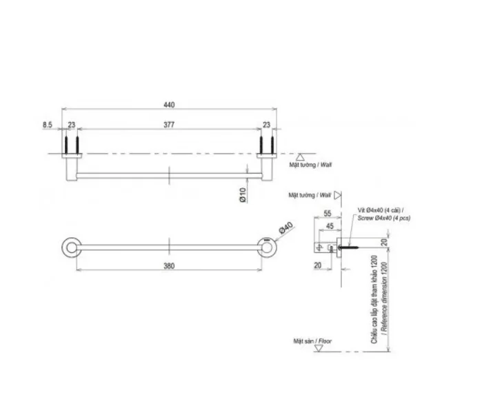 Thanh Vắt Khăn TOTO YT406S4RV