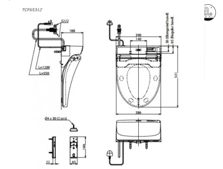 Nắp Rửa Điện Tử Washlet TOTO TCF6531Z#NW1 Dòng C5