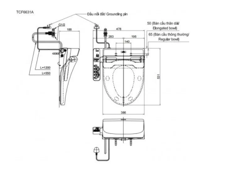 untitled-37-2 Nắp Rửa Điện Tử Washlet TOTO TCF6631A#NW1 Dòng C2