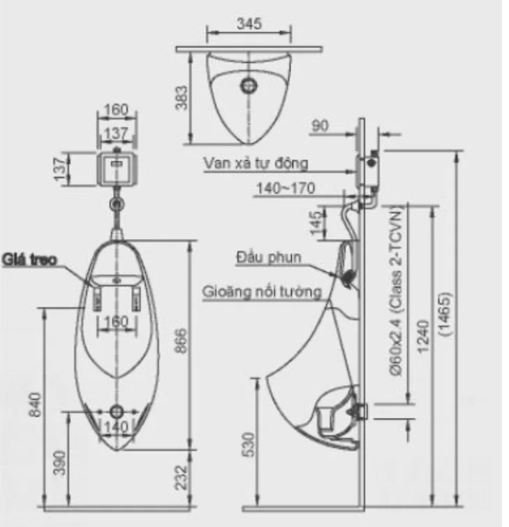 Bồn Tiểu Nam INAX U-417V Treo Tường