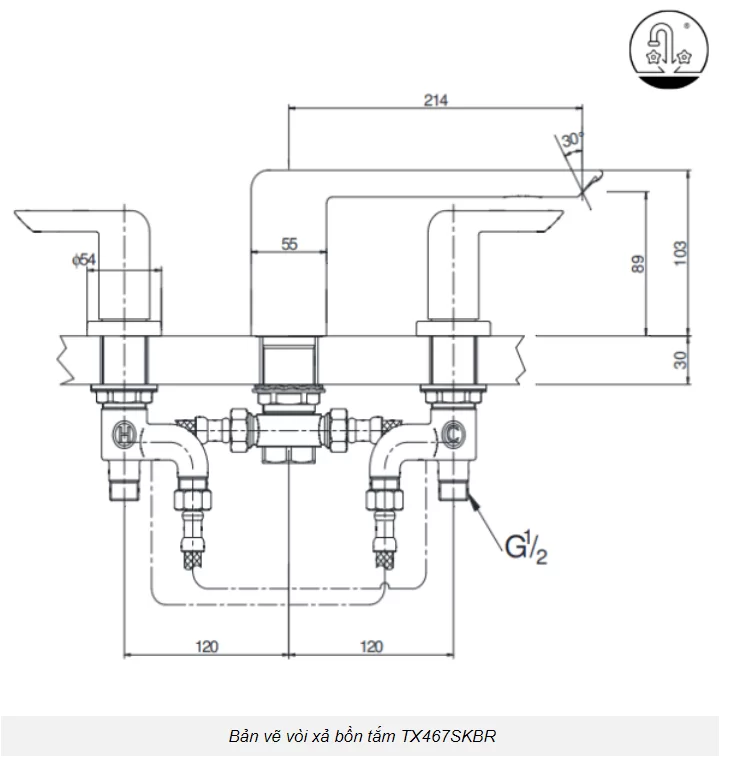 Vòi Xả Bồn TOTO TX467SKBR Nóng Lạnh