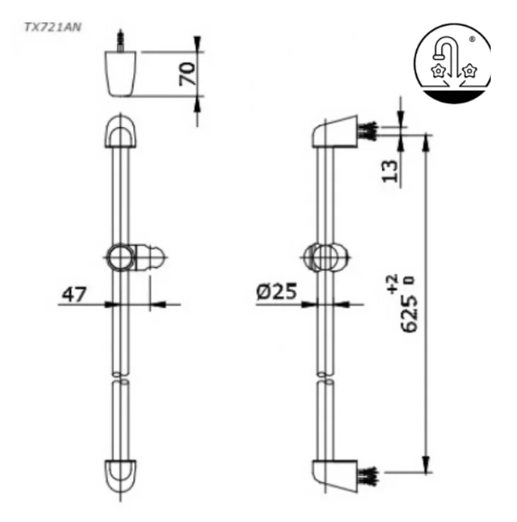 Thanh Trượt Sen Tắm TOTO TX721AN