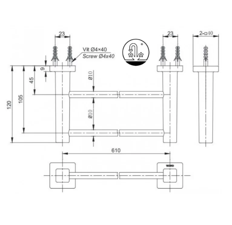 Thanh Vắt Khăn TOTO YT408W6V Đôi