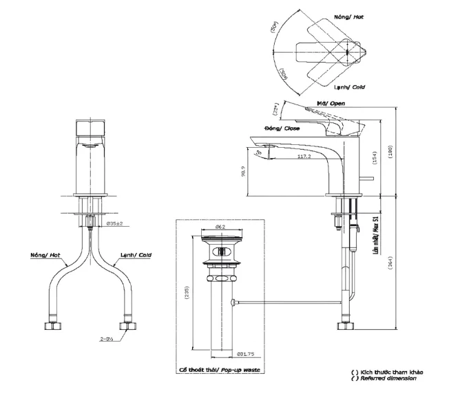 1-156 Vòi Lavabo TOTO TLG07301B#PFG Gật Gù Nóng Lạnh GE