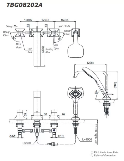 Vòi Xả Bồn TOTO TBG08202A Nóng Lạnh Kèm Sen Tắm